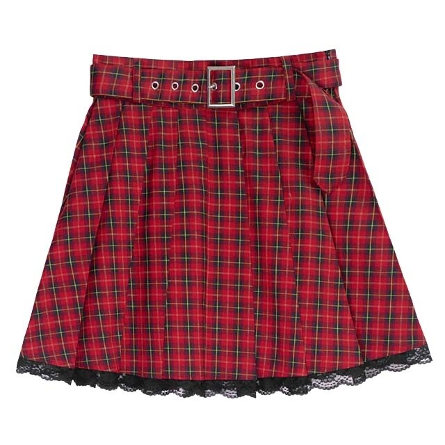 Listen Flavor Red Plaid Pleated Mini Skirt W Belt Listen Flavor Tokyo Otaku Mode Tom 3155