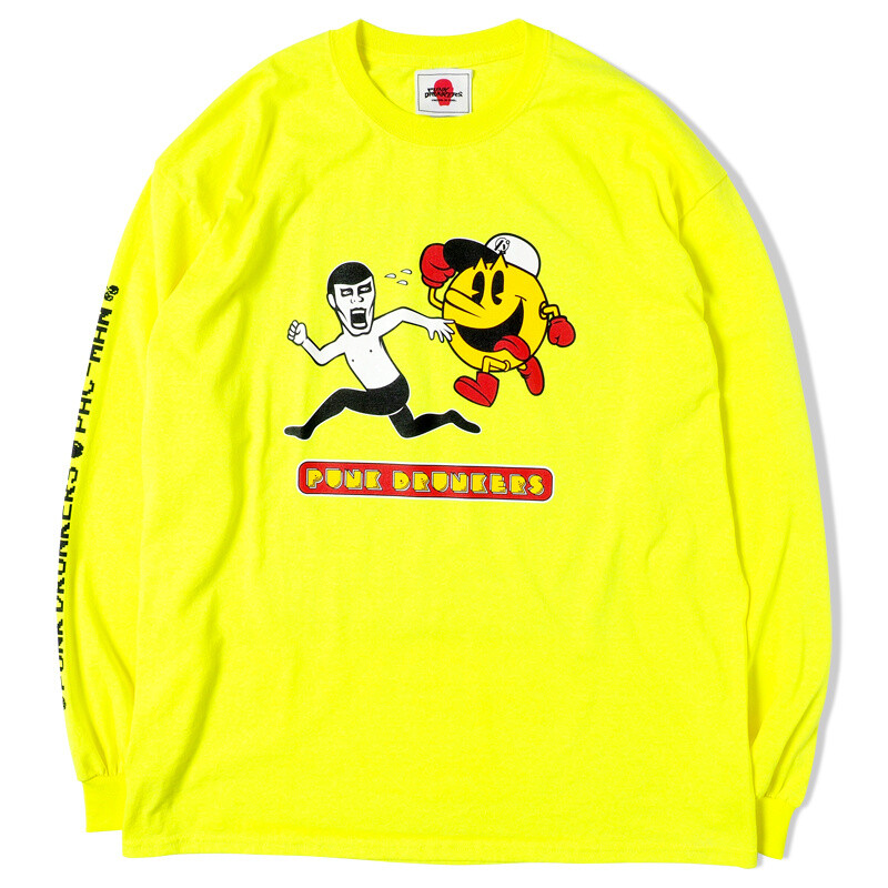 素晴らしい価格 x PDS Pac-Man] T-Shirt Sleeve Long Yellow Neon Escape トップス