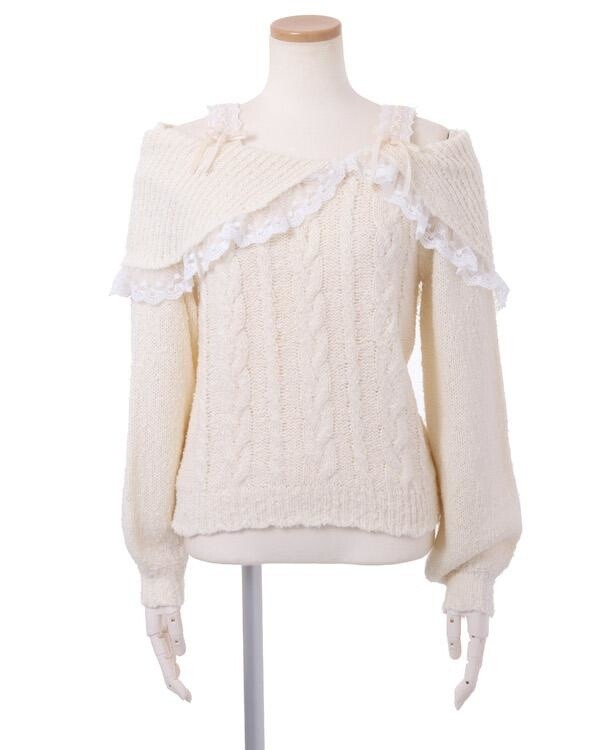 LIZ LISA Off-Shoulder Lace Knit Top - Tokyo Otaku Mode (TOM)