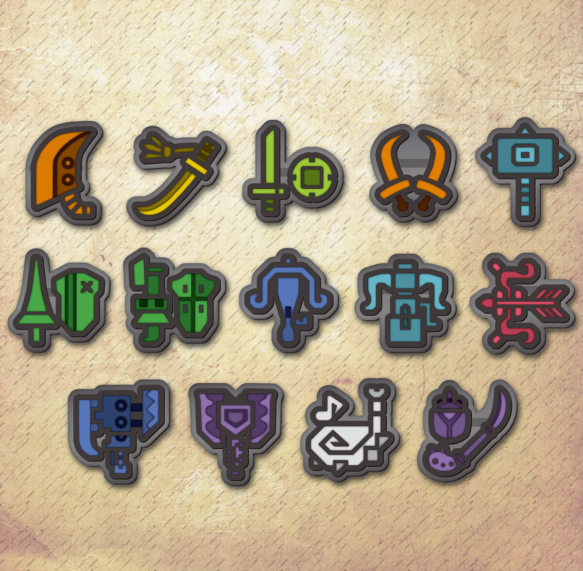 Monster Hunter World Weapon Icon Rubber Badge Collection Box Set Tokyo Otaku Mode (TOM)