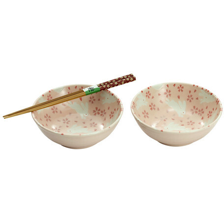 Mino Ware Cherry Blossom & Rabbit Bowl Set - Tokyo Otaku Mode (TOM)