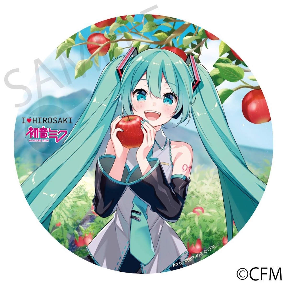 Hatsune Miku x Hirosaki Apple Mega Tin Badge Stand Art by Asagao