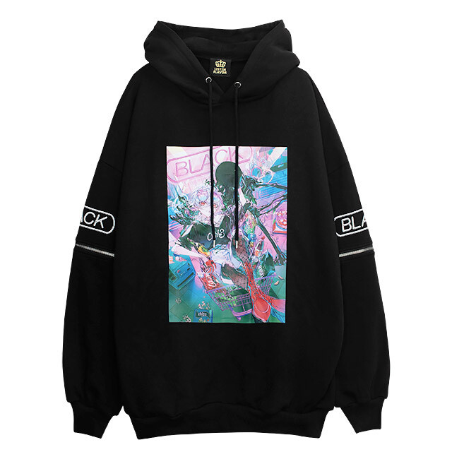 murakaruki x LISTEN FLAVOR Zip Sleeve Hoodie Black: Listen Flavor ...