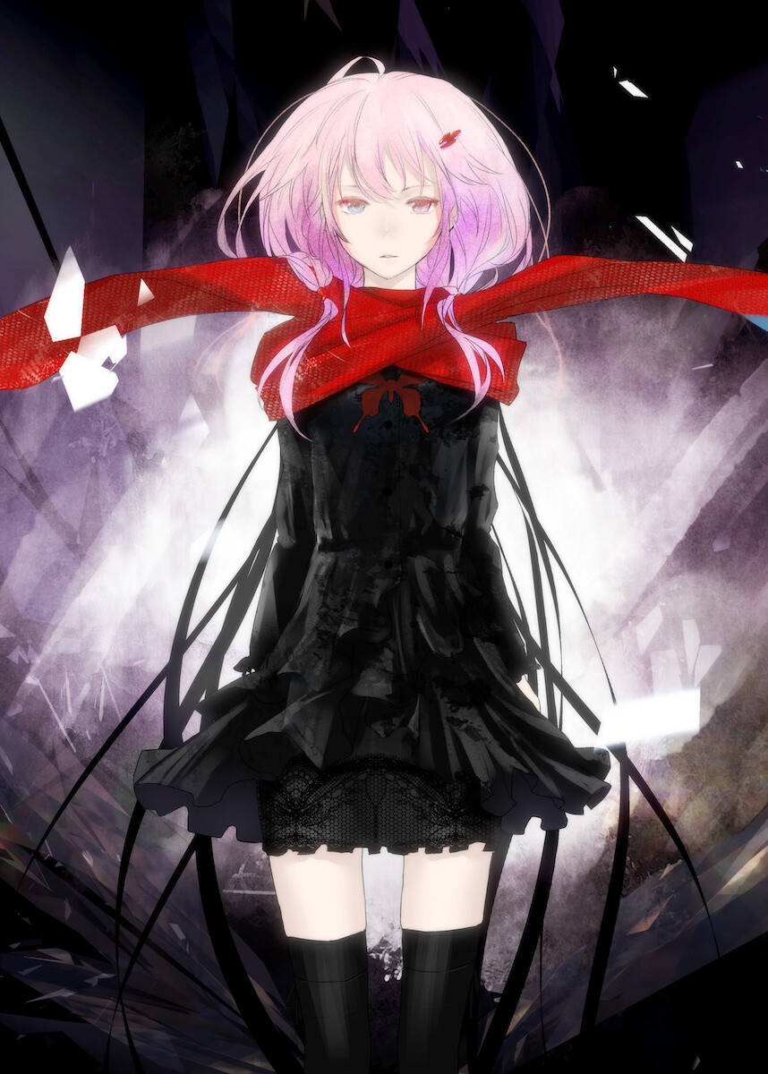 Dress guilty crown pink hair red eyes redjuice ribbons white