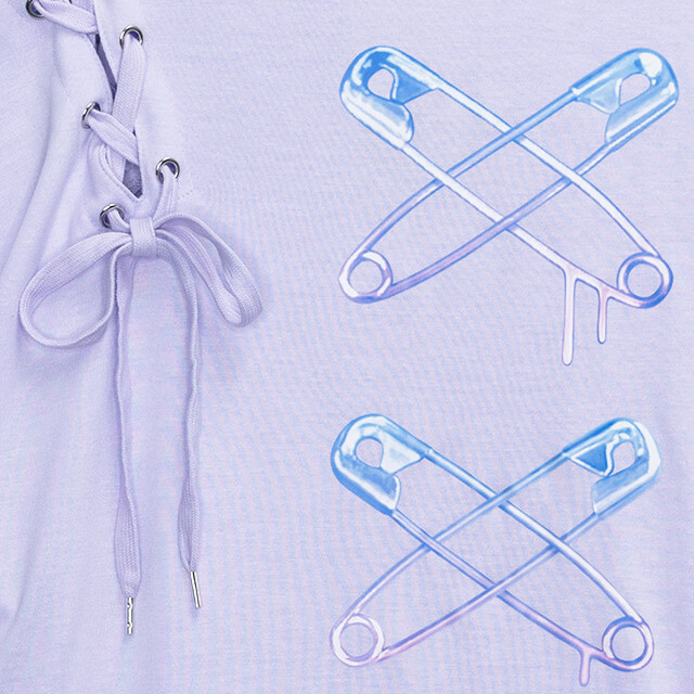 LISTEN FLAVOR Cross Safety Pin LaceUp Asymmetrical Top Tokyo Otaku Mode (TOM)