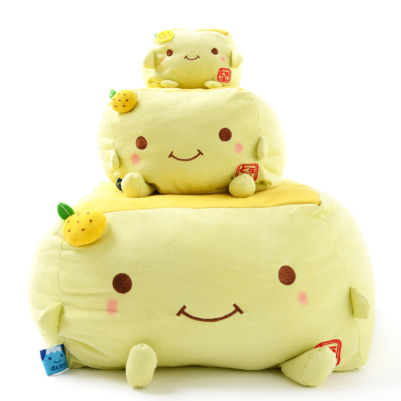 Tofu Cushion Hannari Yuzu Yellow Stuffed Toy Cushion Size L Japan Gift Cute 