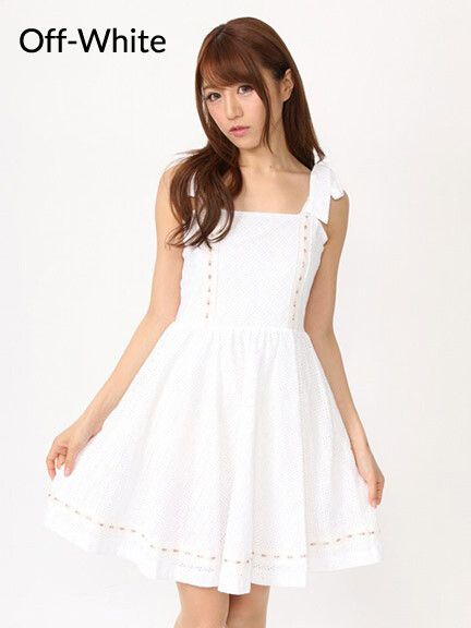 Ank Rouge Shoulder Ribbon Cotton Lace Dress - Tokyo Otaku Mode (TOM)