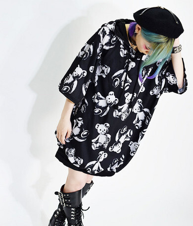 ACDC RAG Teddy Short Sleeve Hoodie Dress: ACDC RAG - Tokyo Otaku Mode (TOM)