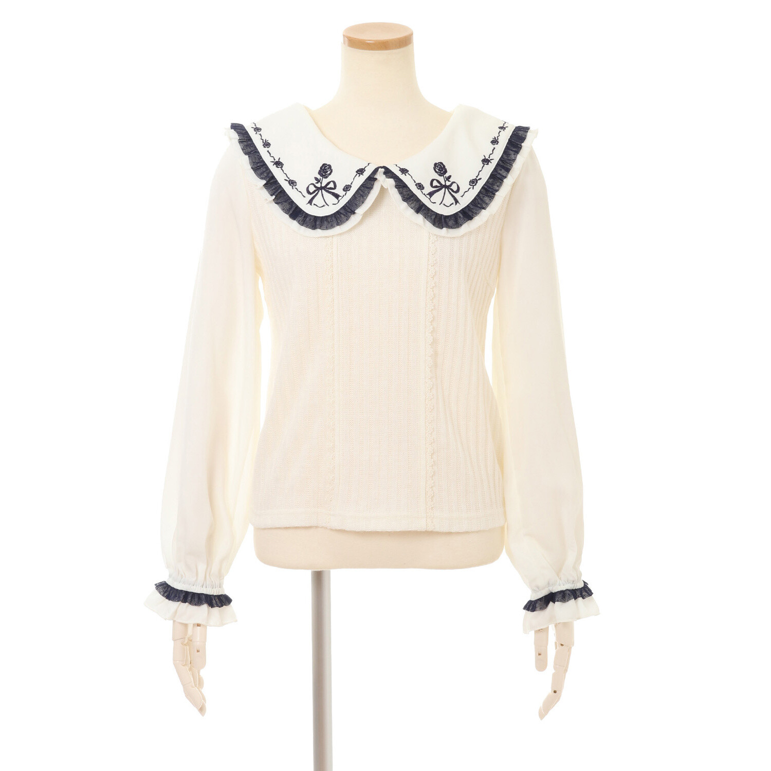 LIZ LISA Embroidered Rose Ribbed Top: LIZ LISA - Tokyo Otaku Mode (TOM)