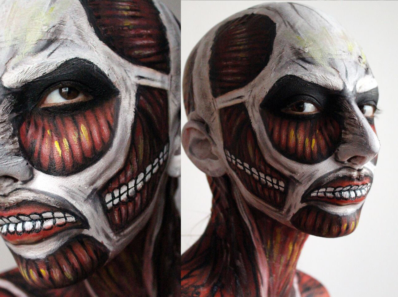 2D Expressed in Real Life! Romanian Makeup Artist Shows off Colossal Titan Makeup! 5