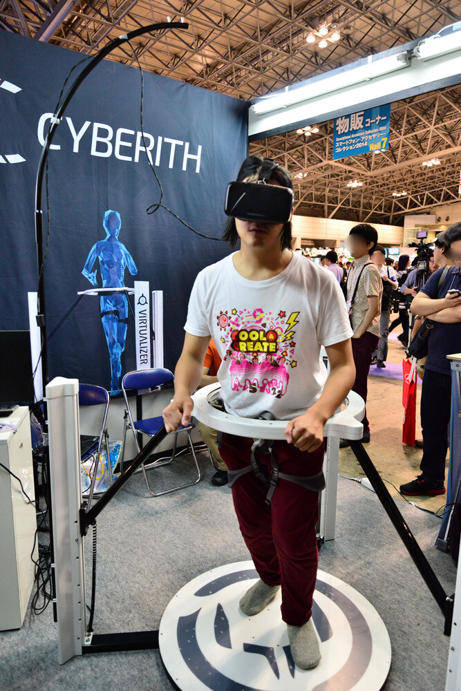 Cyberith is a popular booth. Players are equipped with a scope-style monitor and play using their whole body. 13