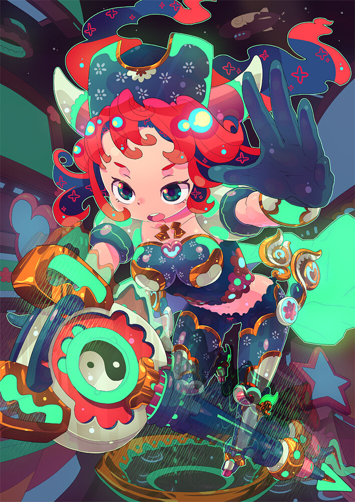 I considered how to make it look attractive, and eventually I used 100 layers for each part and each color of the illustration. 1