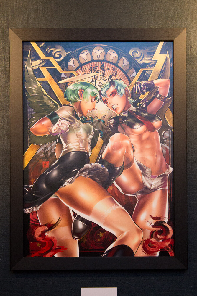 “Beyond Good and Evil (Jenseits von Gut und Böse)” by TETZ-CO. Comment from TETZ-CO: “No matter which characters in the pictures you look at––even a hero carrying out a just cause––it all becomes silly when we see their panties. Since viewers are just looking for the panty-shot, it doesn’t matter what the character is doing. In short, panchira is something beyond good and evil. (Note: The image shown here is not the actual color of the work.) © TETZ-CO 19