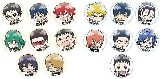 SD character pin badges. © Wataru Watanabe (Weekly Shonen Champion) / Yowamushi Pedal Production Committee 1