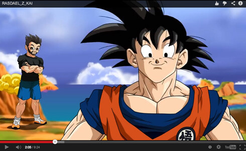 Goku giving a speech with Robson behind him. 2