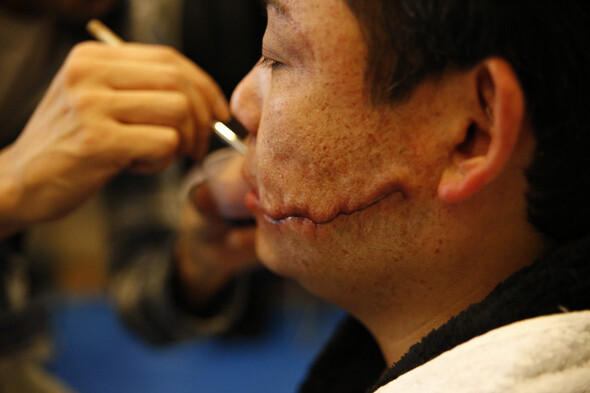 Special-effects makeup being applied 3