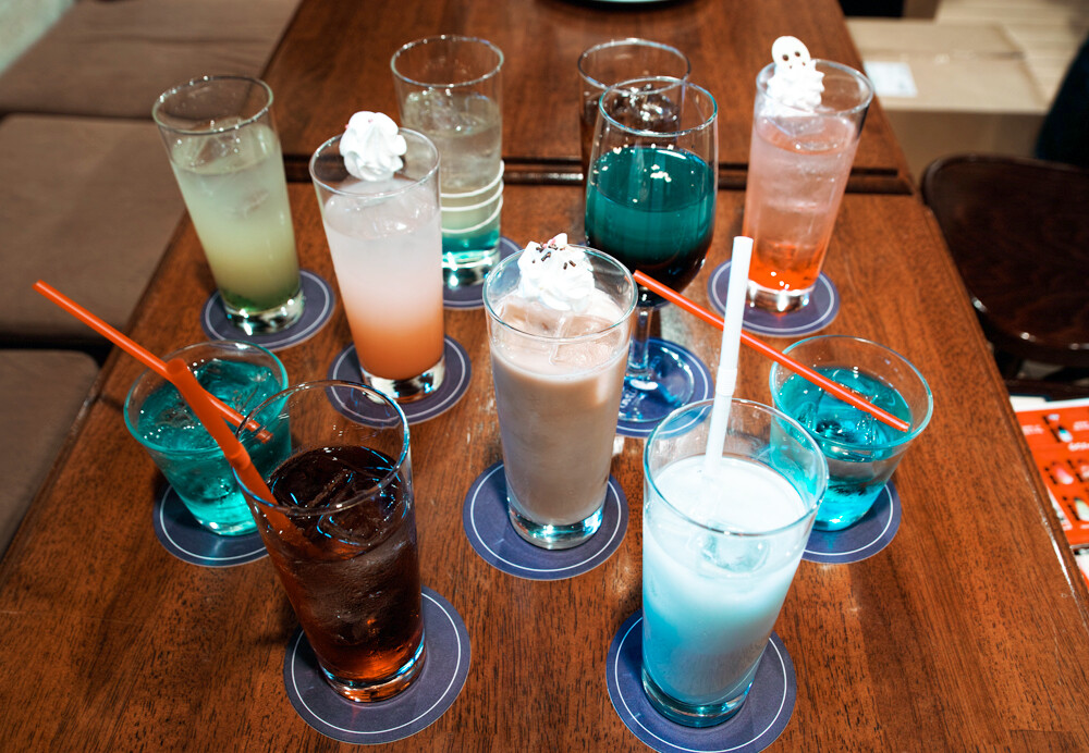 Drinks made in the image of *Kill la Kill* characters. The Aikuro Mikisugi and Ragyo Kiryuin drinks are alcoholic. 4