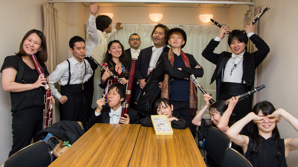 Backstage after the concert. Though everyone is doing their own thing, they were completely in sync when performing.  5