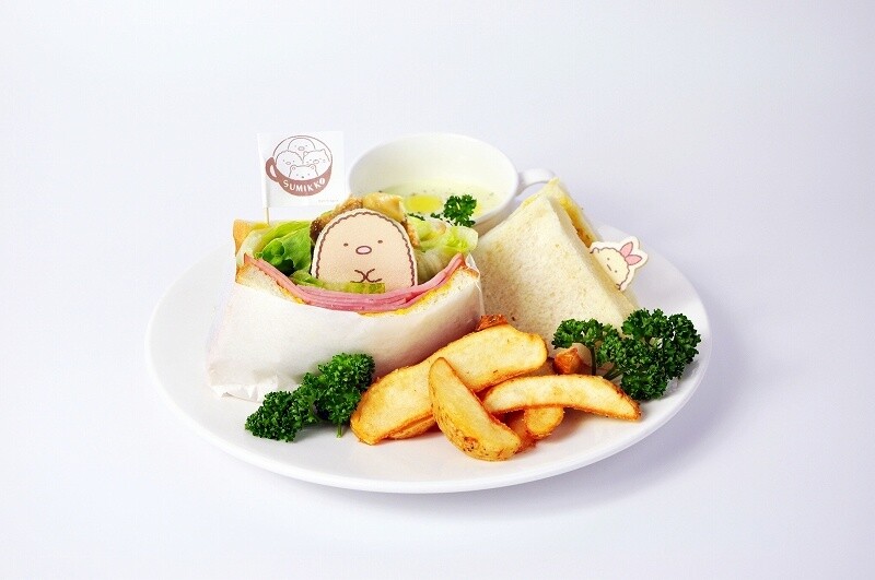 Kissa Sumikko menu item: Tonkatsu & Ebi Furai no Shippo’s Sandwich Plate ~Be Sure to Eat it All~ 3