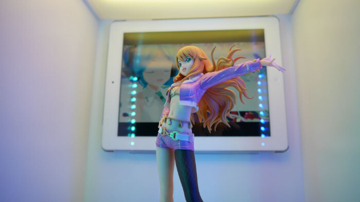 You can mount an iPad to add a background to your photo.  5