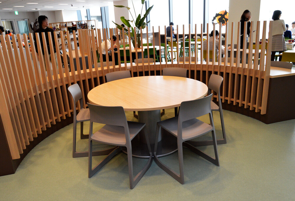 The employee cafeteria is used for meals and to interact with fellow employees. 5