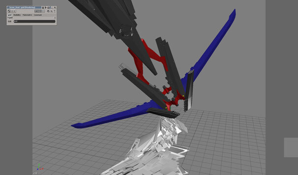 *BEATLESS* also makes use of 3DCG technology in character design. This image is of a Lacia device, a monolith. 1