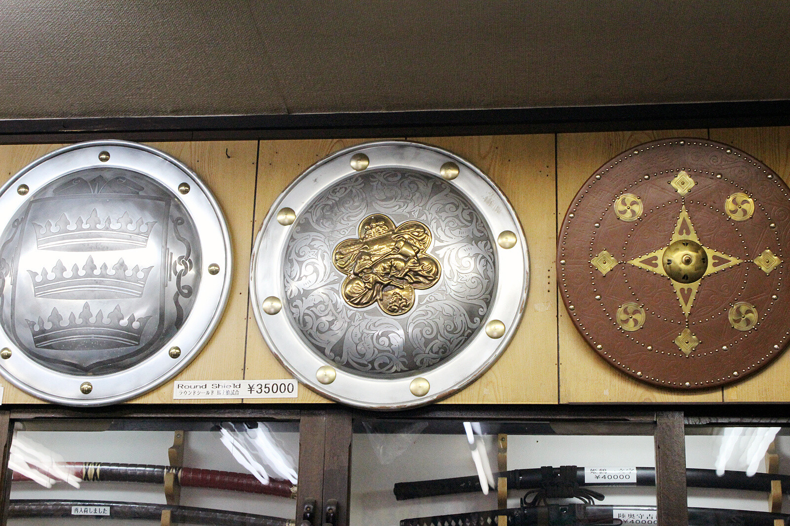 Various shields. These were themed around shields used by characters. They are irresistible to cosplayers. 2