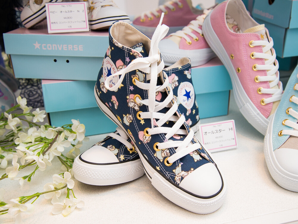 A collaborative pair of Converse at the Little Twin Stars 40th anniversary booth.  24