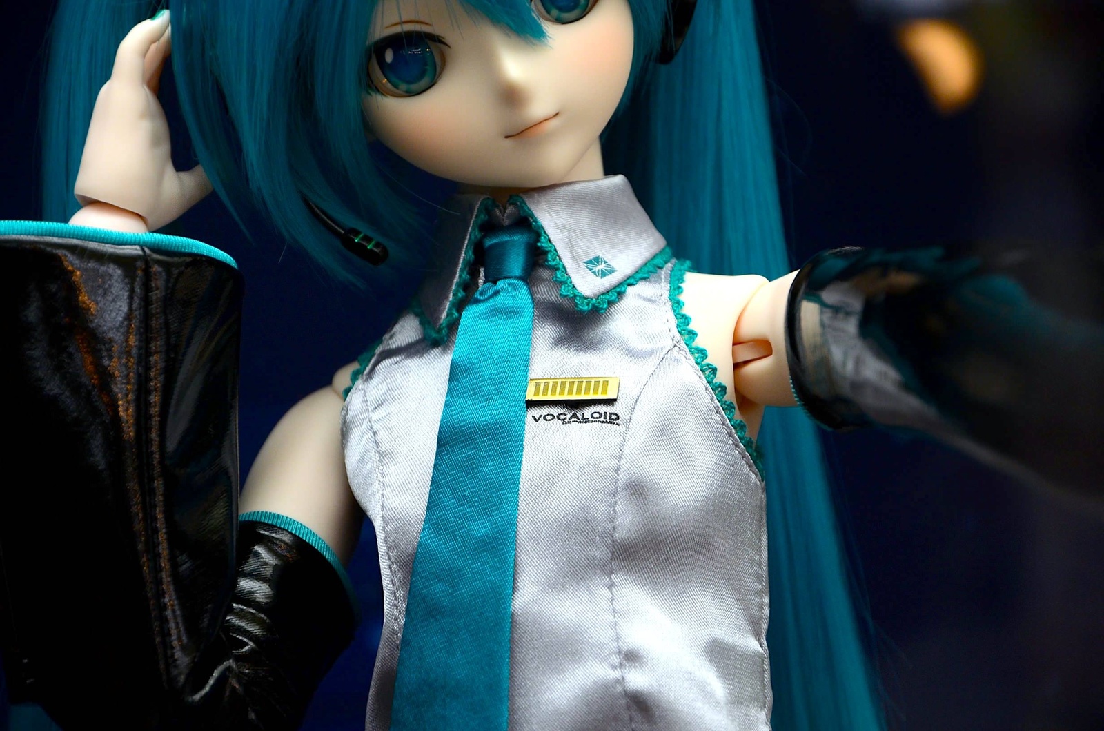 Also, “Vocaloid” is stitched on her blouse!  10