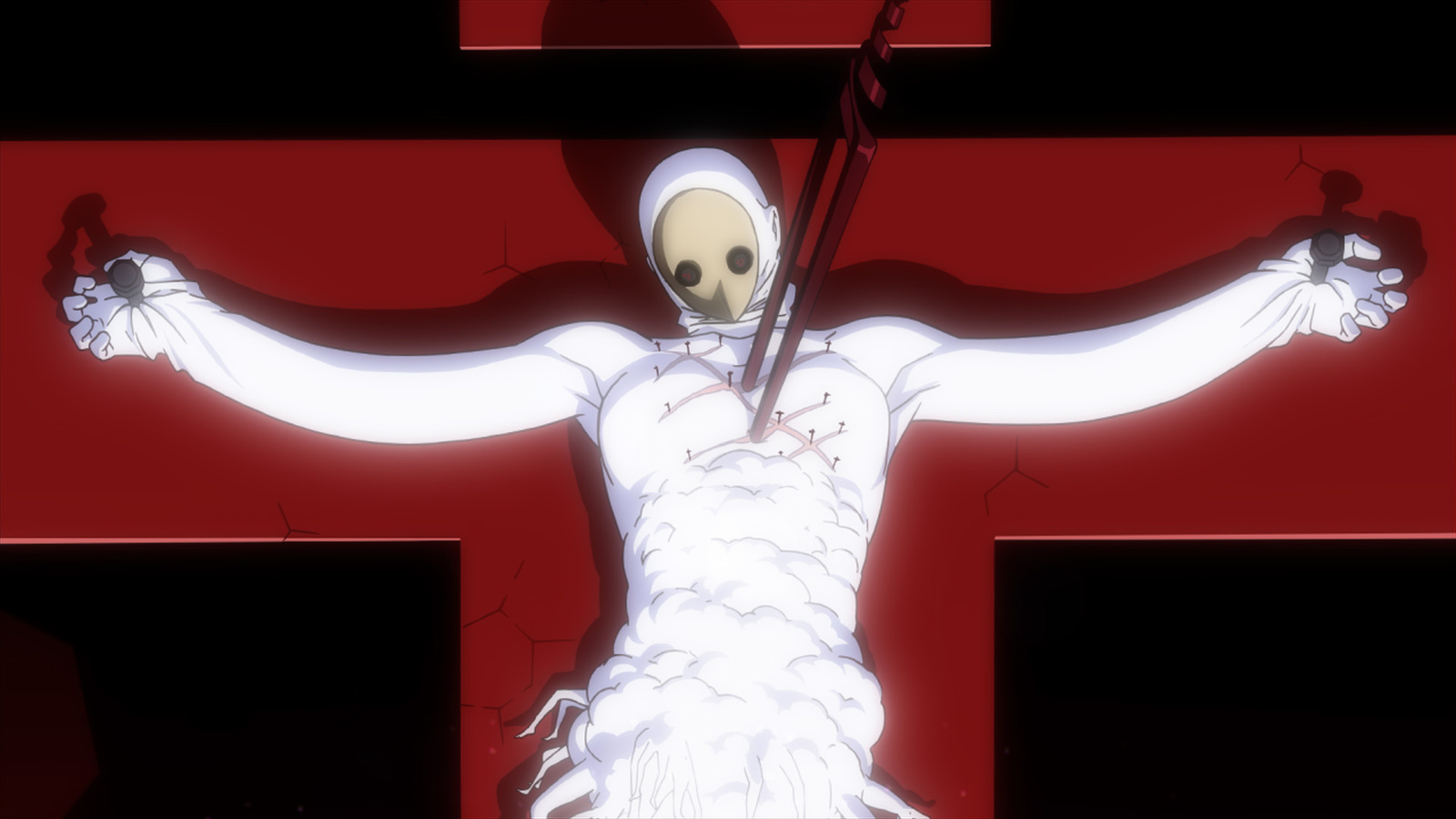 From the *Evangelion* film. The white Angel Lilith is impaled by the Spear of Longinus. © Khara Inc. 8