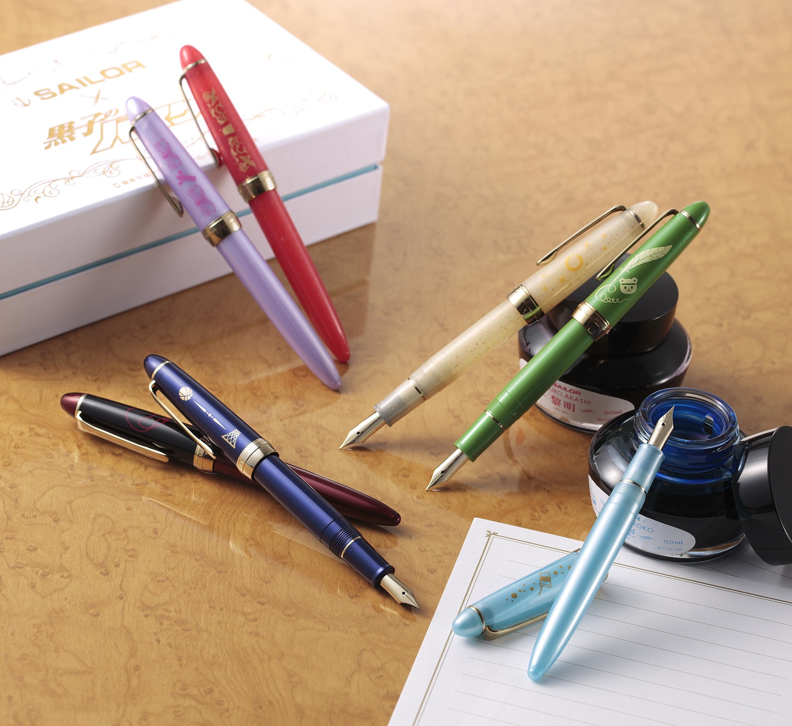 Seven High Quality Kuroko's Basketball x Sailor Fountain Pen Sets with Deluxe Ink Being Produced! 2