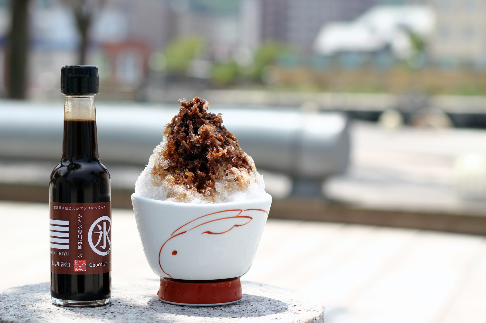 Shaved ice topped with Chocolate Soy Sauce Shaved Ice Syrup  0