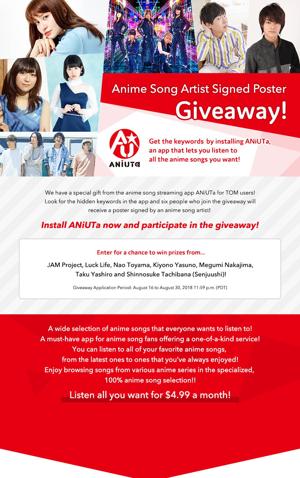 Anime Song Artist Signed Poster Giveaway!